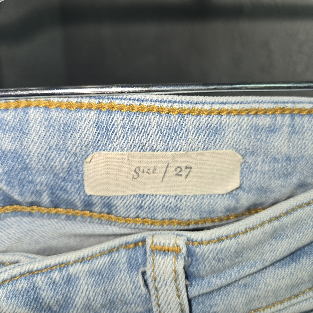 Pilcro Floral Embroidered Distressed Light Blue Jeans - Picture 3 of 9